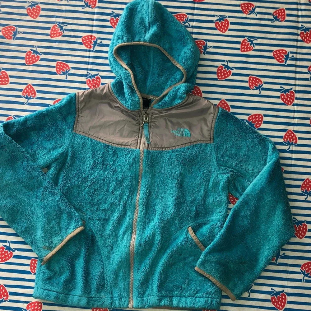 The north face oso hoodie blue fleece jacket girls medium 10 12